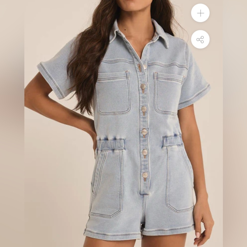 Z Supply Sky Blue Button-Up Jumpsuit